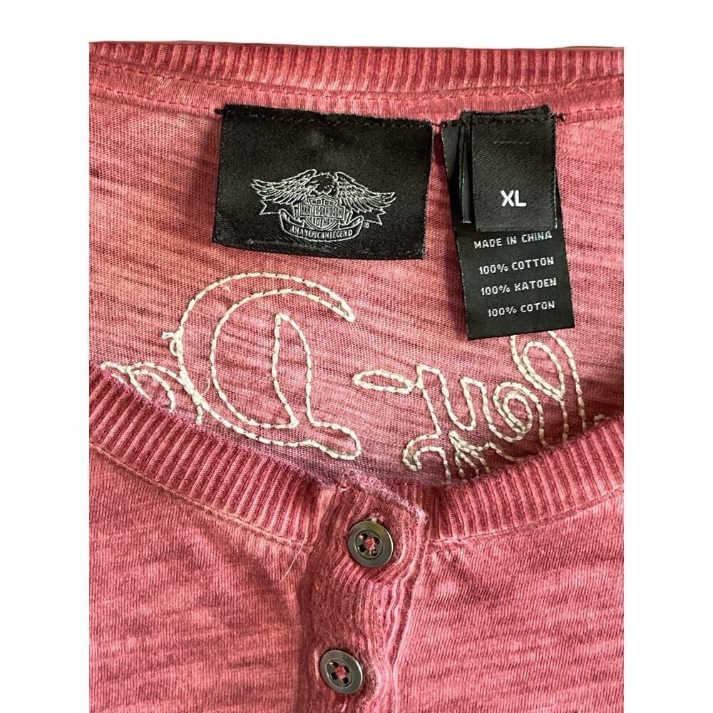 Harley Davidson Ladies Embroidered Skull & Wings Jolly Roger Dusty Rose XL - Picture 4 of 4